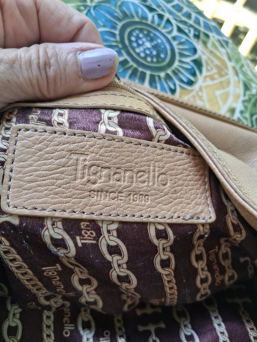 Vintage Tiganello Pebble Leather Shoulder Bag Tan